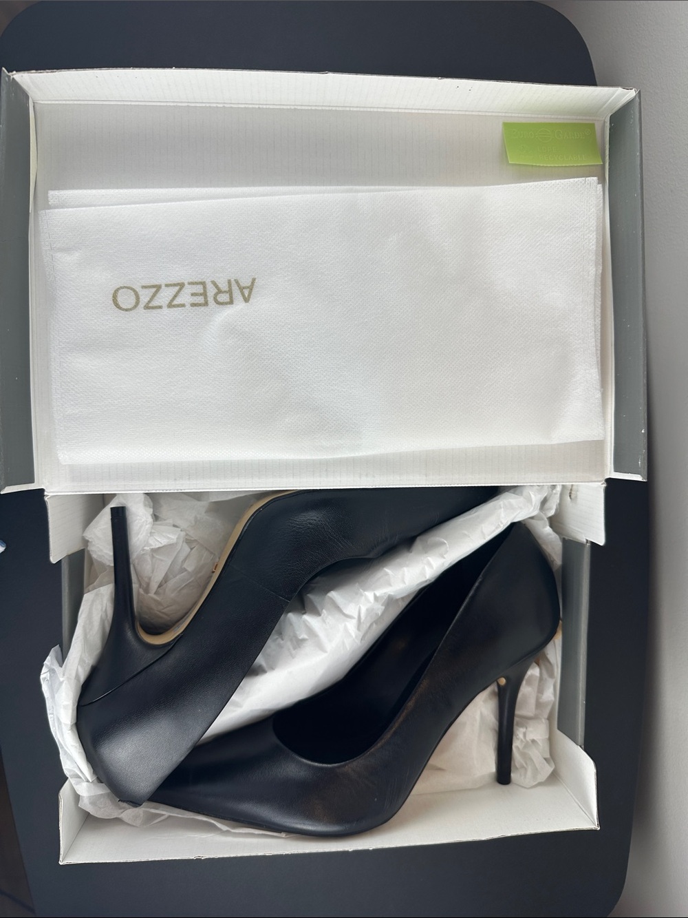 AREZZO Black Leather Stiletto Pumps - Elegant High Heels